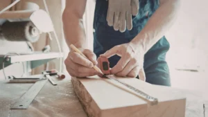 artisan menuisier à Poitiers travaillant sur un chantier